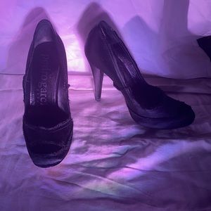Pedro Garcia Black satin heels 👠 with peep toe